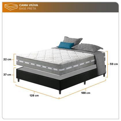 Imagem de Cama Box Viúva Preto + Colchão Molas Ensacadas Miami 128x188x59cm