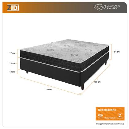 Imagem de Cama Box Viúva Preto + Colchão San Francisco Ortopédico Espuma D33 128x188x54cm