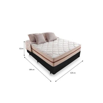 Imagem de Cama Box Viúva Tecido Sintético Preto com Colchão Pillow Angel - Bello Box - Molas Ensacadas 62x128x188
