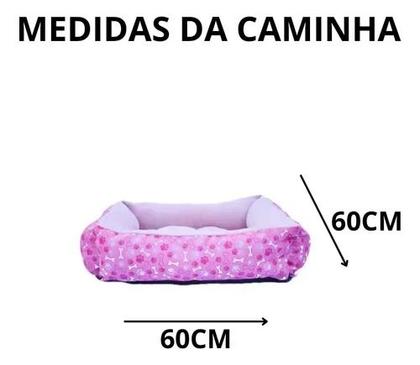 Imagem de Cama Cachorro E Gato Caminha Pet Media 60cm x 60cm Com Zíper Super Macia Rosa