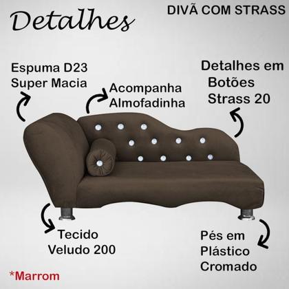 Imagem de Cama Caminha Diva Pet Veludo Strass Marrom Dvinn