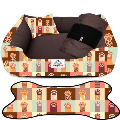 Imagem de Cama Caminha Pet Cachorro Gato Kit Gold 04 Peças Tamanho M Com Zíper Lavável