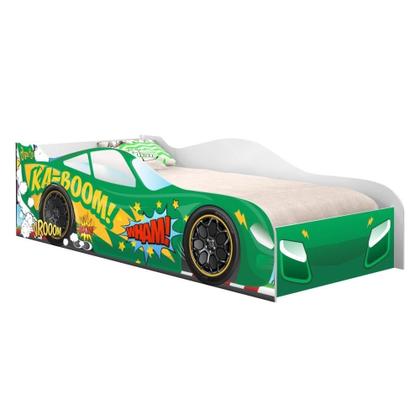 Cama Carrinho Solteiro Veloz Verde com Colchão - Cambel - Cama de