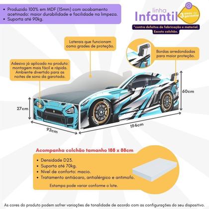 Imagem de Cama Carro 100% MDF Infantil Montessoriana com Colchão Incluso Multimóveis MP4323
