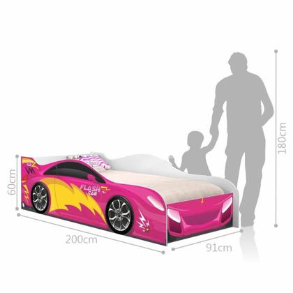 Imagem de Cama Carro Fast Menina Rosa Solteiro Com Colchão