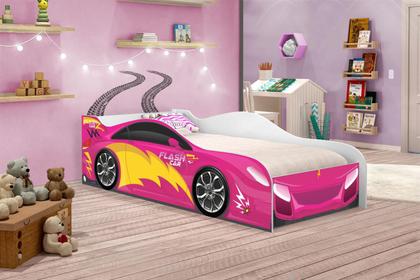 Imagem de Cama Carro Fast Menina Rosa Solteiro Com Colchão