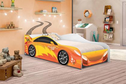Imagem de Cama Carro Fast Menino Laranja Solteiro Com Colchão