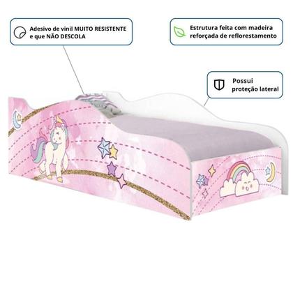 Imagem de Cama Carro Fun Adesivada Unicónio Rosa Solteiro