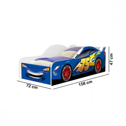 Imagem de Cama Carro Infantil Mcqueen Azul com Colchão Menino Menina Casinha Grade Elegante Cercado Solteiro Crianças Caminha Boneca Cabana Resistente Bebê