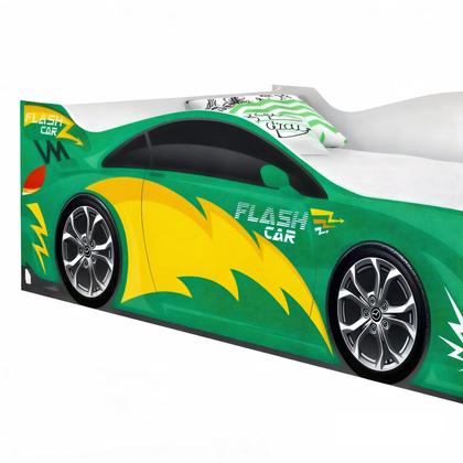 Imagem de Cama carro infantil raios verde com colchão