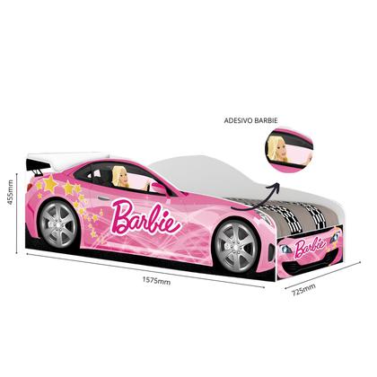 Imagem de Cama Carro Juvenil Com Colchão Adesivada Babi Rosa