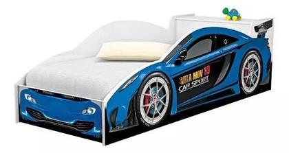 Imagem de Cama Carro  Solteiro Menino Azul Com Baú E Colchão