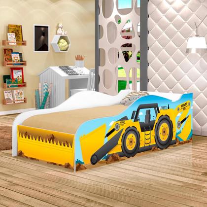 Imagem de Cama Carro Solteiro Trator Amarelo Quarto Menino