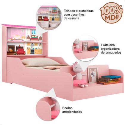 Imagem de Cama Casa Infantil com Colchão Princesa Rosa