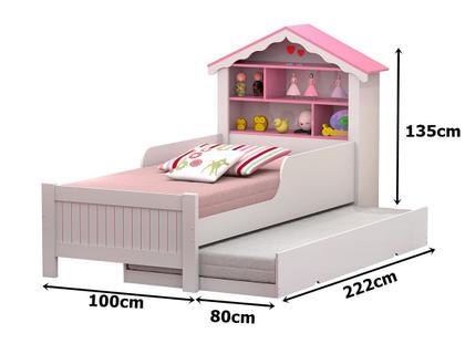 Imagem de Cama Casa Princesa Com Auxiliar Branco/Rosa - Vitamov