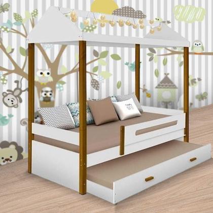 Imagem de Cama Casa Sara Branco/Mel c/ Auxiliar e LED