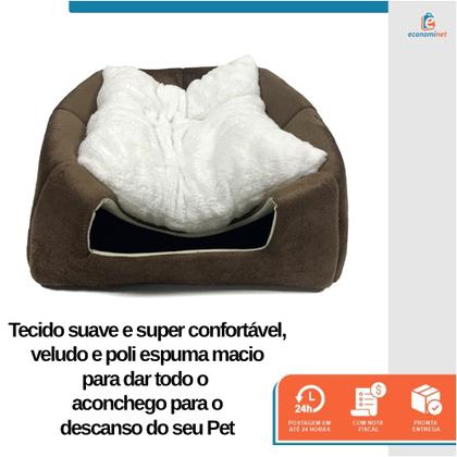 Imagem de Cama Casa Toca Iglu Tenda Caminha Cabana para Cachorros e Gatos Pet 47cmx45cm