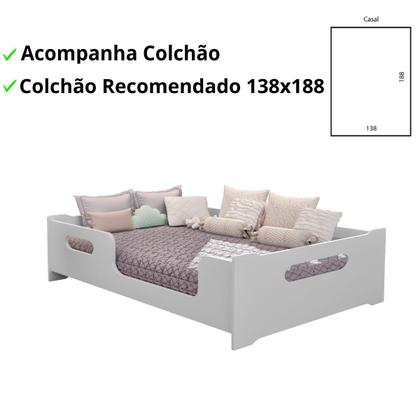 Imagem de Cama Casal Baixa com Colchão  Design Moderno, Estrutura Robusta e Conforto para um Descanso Perfeito