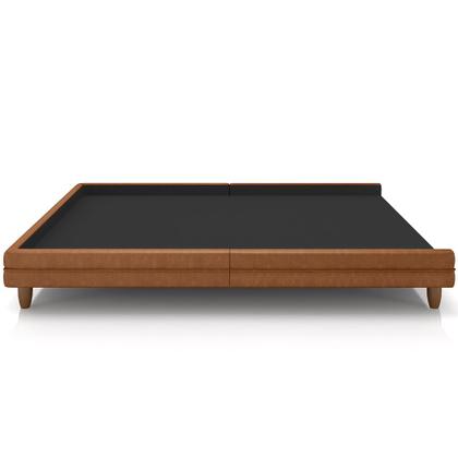 Imagem de Cama Casal Base Box Pés Madeira 140cm Suném P05 material sintético Whisky - Lyam Decor