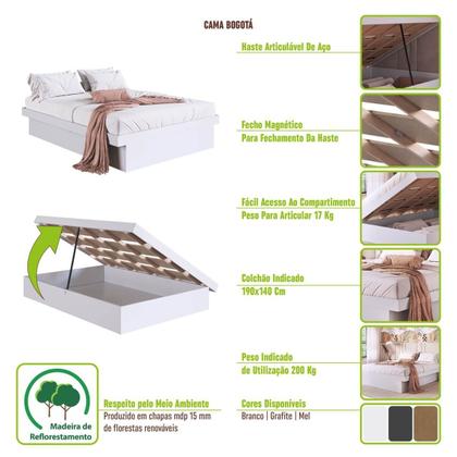 Imagem de Cama Casal Box Baú 140 Bogotá 138x188cm