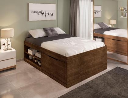 Imagem de Cama Casal Box Sapateira Tien Malbec