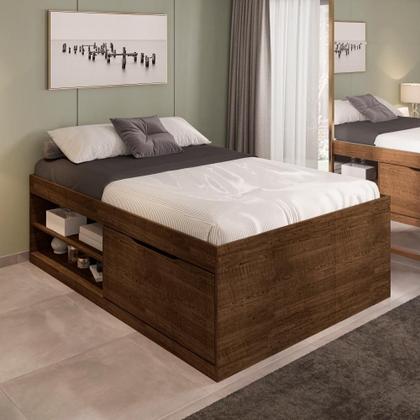 Imagem de Cama Casal Box Sapateira Tien Malbec