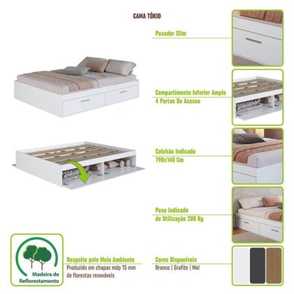 Imagem de Cama Casal com 4 Portas 140 Tókio para Quarto