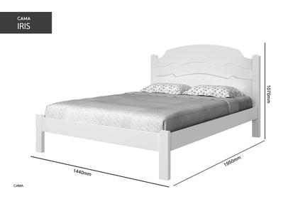Imagem de Cama Casal em Madeira MDF Iris Tradicional Reforçada moderna para quarto Estilo Classico Com Pés Top De Linha