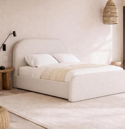 Imagem de Cama Casal Estofada Valentina 1.40m Elegante Cabeceira Alta Arredondada Qualidade