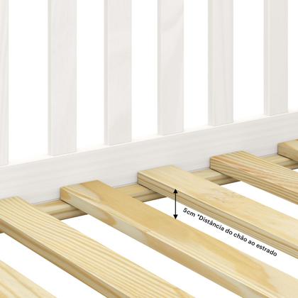 Imagem de Cama Casal Infantil Montessoriana Branco Madeira Casa com Estrado Ravi