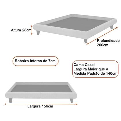 Imagem de Cama Casal Japonesa 156cm Pés Madeira Haru Linho Cinza Clarinho - Sallar Home