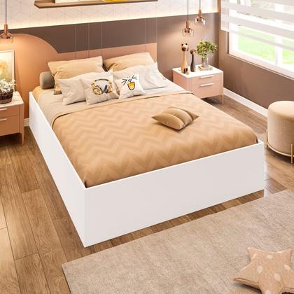 Imagem de Cama Casal Juvenil para Quarto Lia DRD Móveis Branco