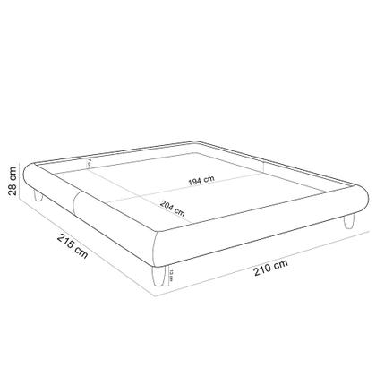 Imagem de Cama Casal King Base Box Pés de Madeira 210cm Otto P05 Veludo Cinza - Lyam Decor
