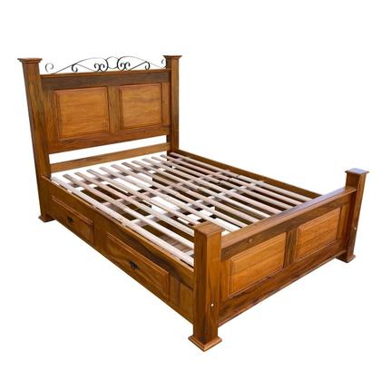 Imagem de Cama Casal king size em Madeira de 4 Gavetas Demolição Modelo Almofadas Sudeste Rústico