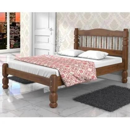 Imagem de Cama Casal Madeira Maciça Palmo - Castanho