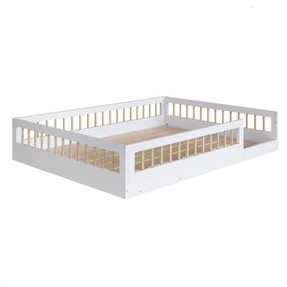 Imagem de Cama Casal Montessori de Chão com Cercado Branco