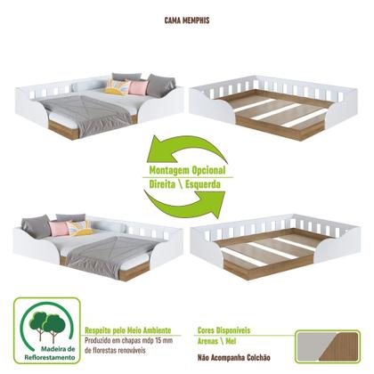 Imagem de Cama Casal Montessoriana Infantil 140 Memphis Branco
