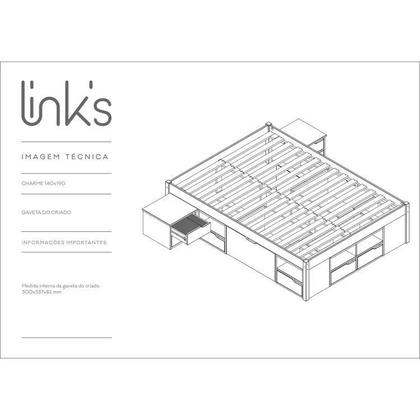 Imagem de Cama Casal Multifuncional Madeira Maciça 6 Gavetas Charme