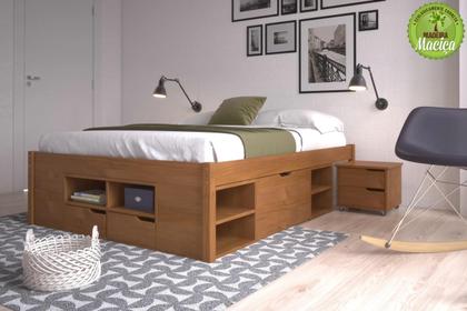 Imagem de Cama Casal Multifuncional Madeira Maciça 6 Gavetas Charme