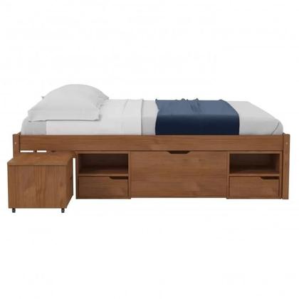 Imagem de Cama Casal Multifuncional Madeira Maciça 6 Gavetas Charme