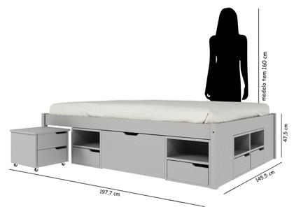 Imagem de Cama Casal Multifuncional Madeira Maciça 6 Gavetas Charme