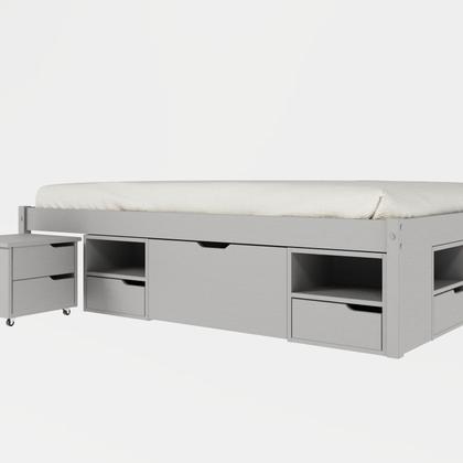 Imagem de Cama Casal Multifuncional Madeira Maciça 6 Gavetas Charme