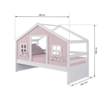 Imagem de Cama Casinha dos Sonhos Madeira Maciça Rosa/ Branco Megamobilia