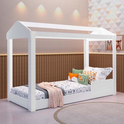 Imagem de Cama Casinha Montessoriana Crystal 100% Mdf Solteiro Branco