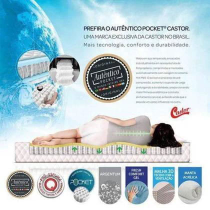 Imagem de Cama Castor Queen Premium Gel Pocket 158x198x59 + Box Castor
