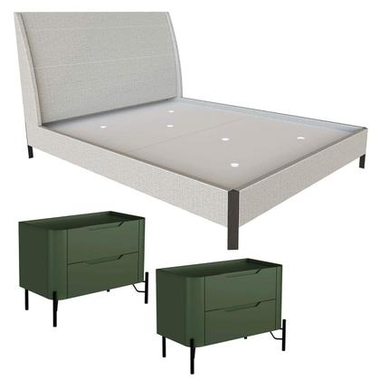 Imagem de Cama com Cabeceira Queen Sob Medida e 2 Mesas 100% MDF