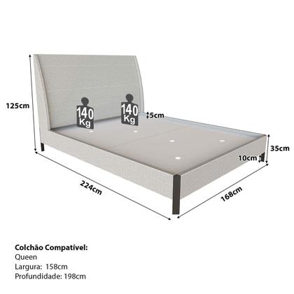 Imagem de Cama com Cabeceira Queen Sob Medida e 2 Mesas 100% MDF