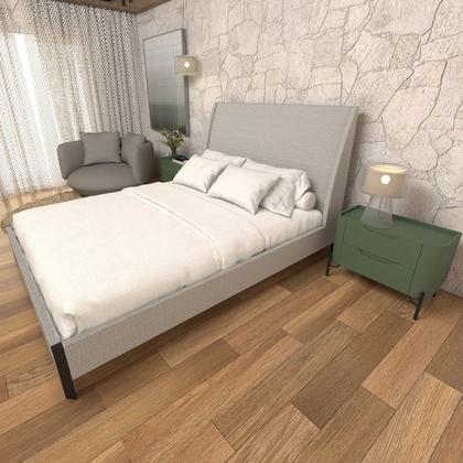 Imagem de Cama com Cabeceira Queen Sob Medida e 2 Mesas 100% MDF