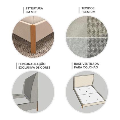 Imagem de Cama com Cabeceira Queen Sob Medida e 2 Mesas 100% MDF