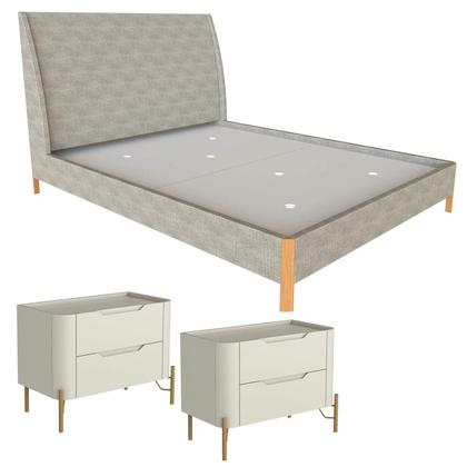 Imagem de Cama com Cabeceira Queen Sob Medida e 2 Mesas 100% MDF